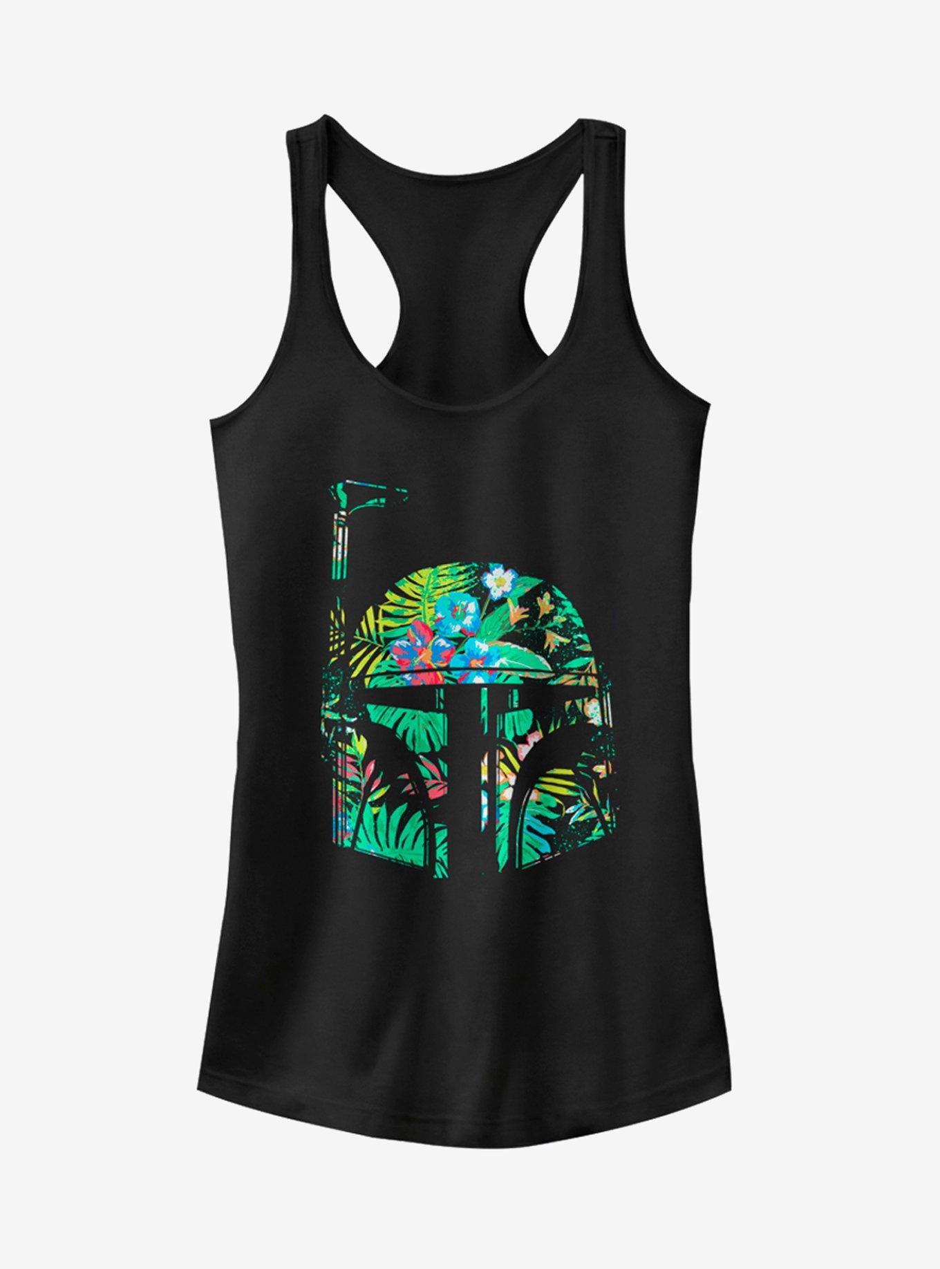 Star Wars Hawaiian Print Boba Fett Helmet Girls Tank Top, BLACK, hi-res