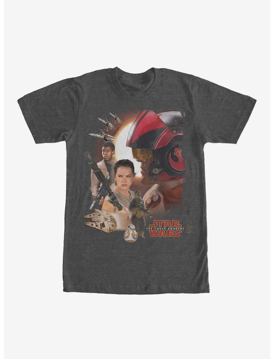 Star Wars Episode VII The Force Awakens Characters T-Shirt, CHAR HTR, hi-res