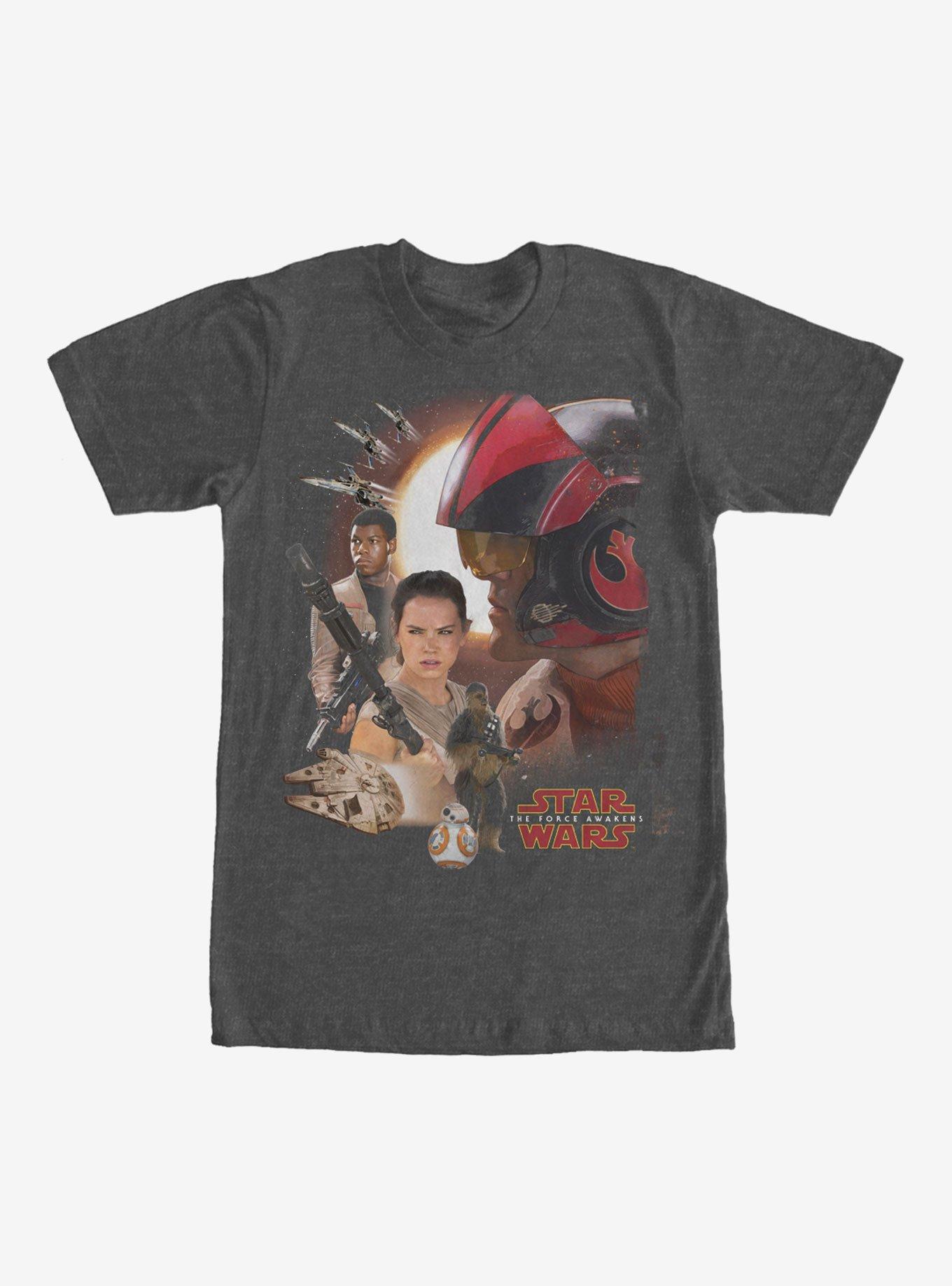 Star Wars Episode VII The Force Awakens Characters T-Shirt, CHAR HTR, hi-res