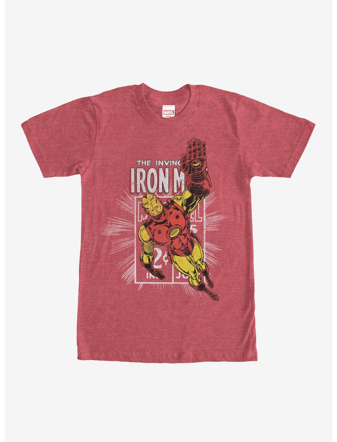 Marvel Iron Man Comic Book Cover T-Shirt, RED HTR, hi-res