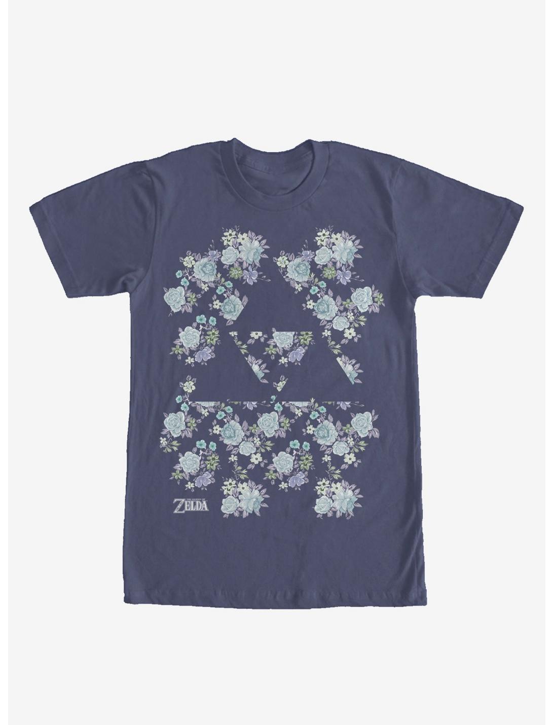 Nintendo Legend of Zelda Floral Triforce T-Shirt, NAVY, hi-res