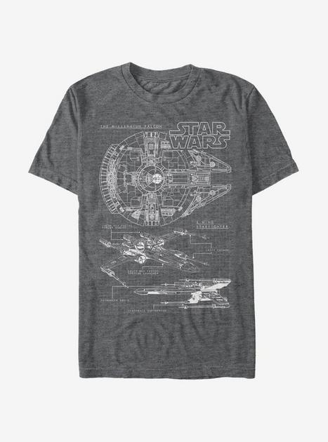 Star Wars Millennium Falcon X-Wing T-Shirt - BLACK | Hot Topic