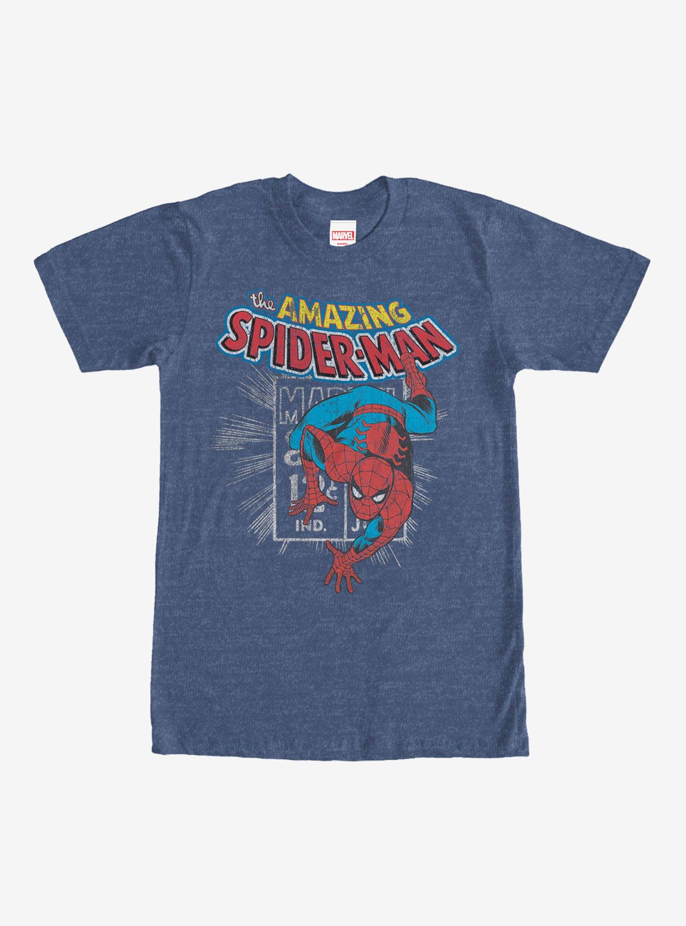 Marvel Spider-Man Comic Book Cent T-Shirt, NAVY HTR, hi-res