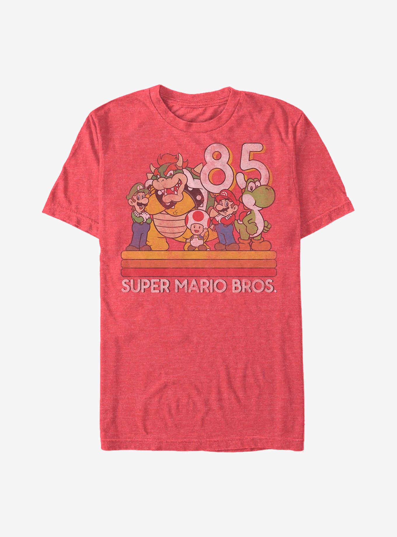 Nintendo Super Mario Bros Group 85 T-Shirt, RED HTR, hi-res