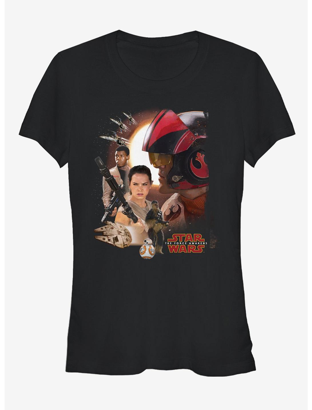 Star Wars Episode VII The Force Awakens Characters Girls T-Shirt, BLACK, hi-res