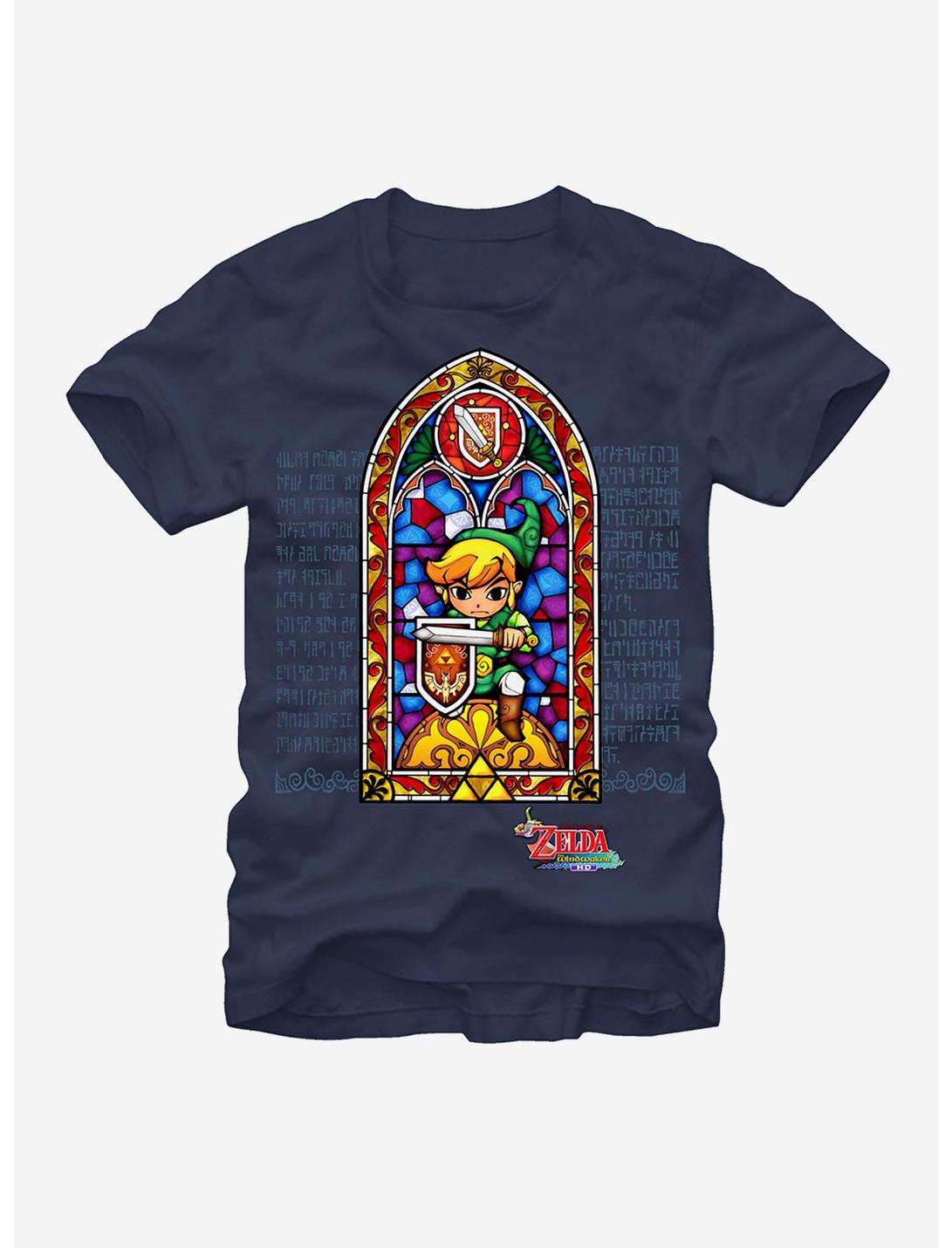 Nintendo Legend of Zelda Stained Glass T-Shirt, NAVY, hi-res