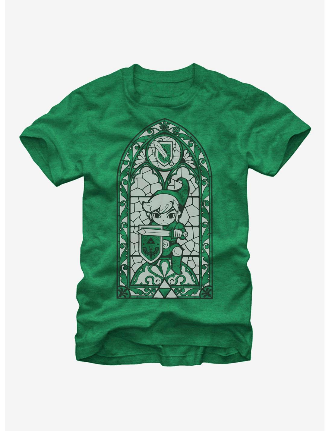 Nintendo Legend of Zelda Grayscale Stained Glass T-Shirt, KEL HTR, hi-res
