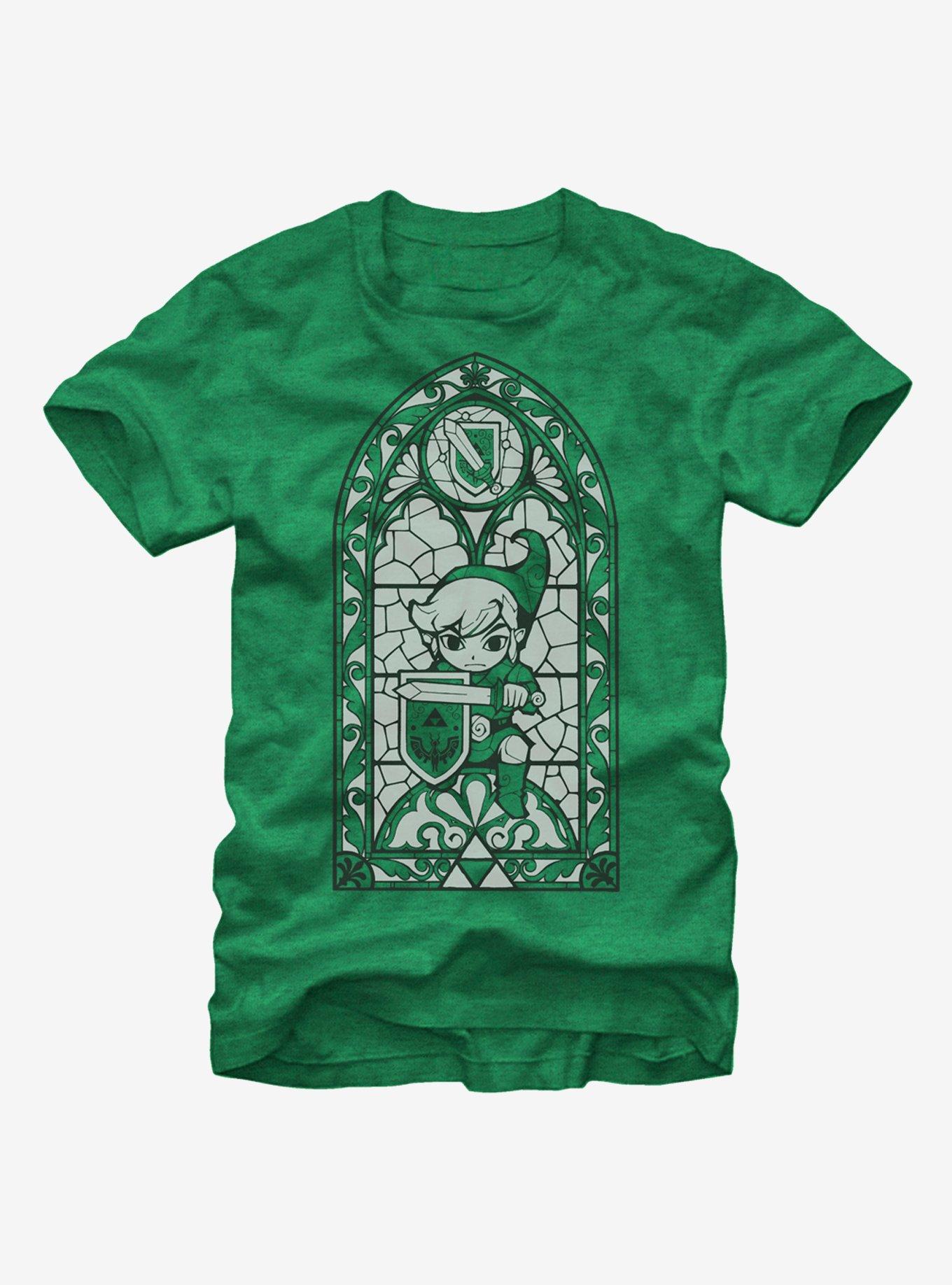 Nintendo Legend of Zelda Grayscale Stained Glass T-Shirt, KEL HTR, hi-res