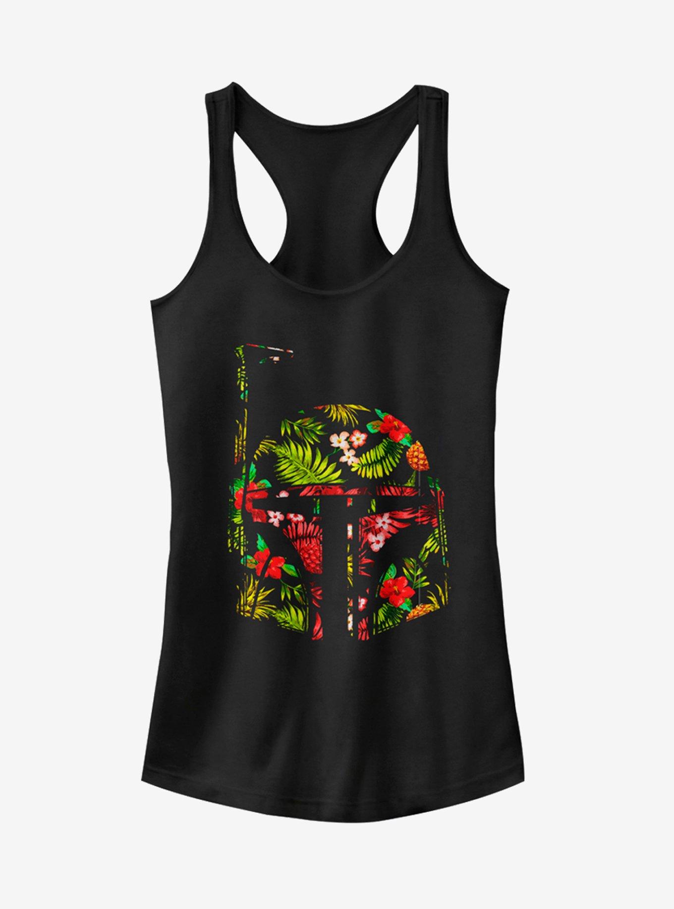 Star Wars Boba Fett Tropical Print Helmet Girls Tank, BLACK, hi-res