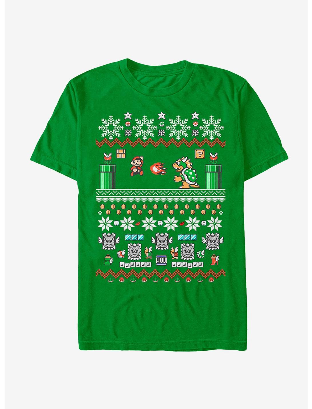 Nintendo Mario and Bowser Ugly Christmas Sweater T-Shirt, KELLY, hi-res