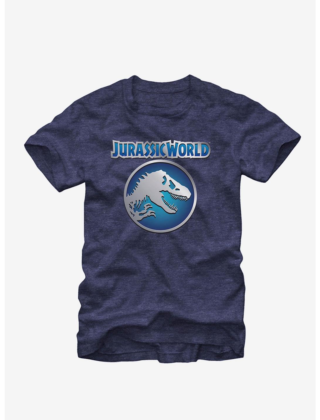 Jurassic World Blue And Silver Logo T-Shirt, NAVY HTR, hi-res