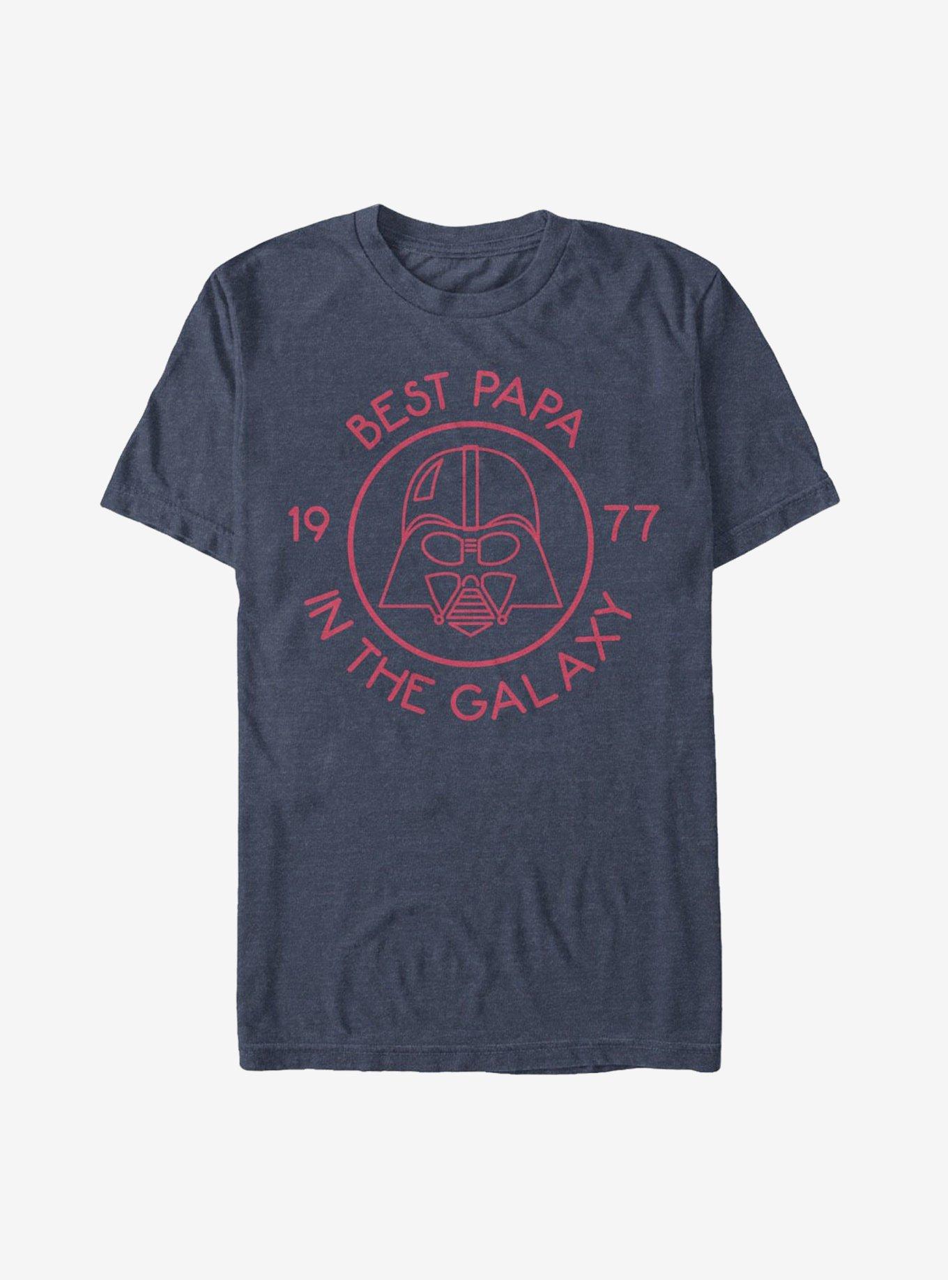 Star Wars Darth Vader Best Papa in the Galaxy 1977 T-Shirt, NAVY HTR, hi-res