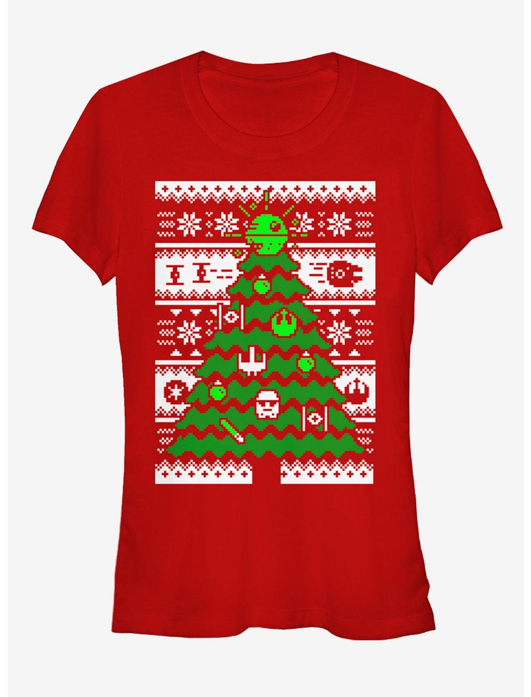 Star Wars Ugly Christmas Sweater Tree Girls T-Shirt, RED, hi-res