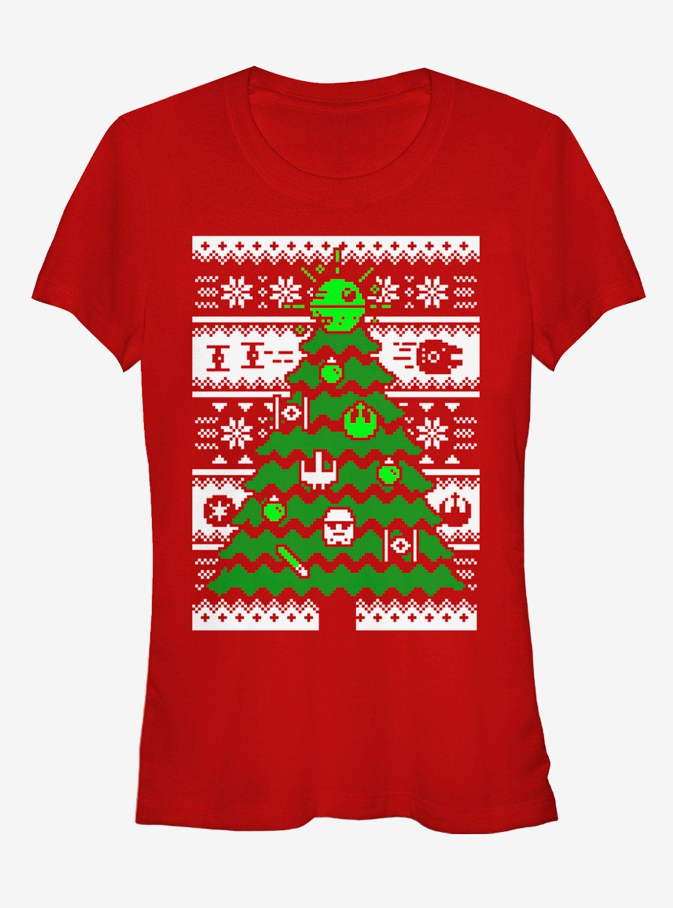 Star Wars Ugly Christmas Sweater Tree Girls T-Shirt, RED, hi-res