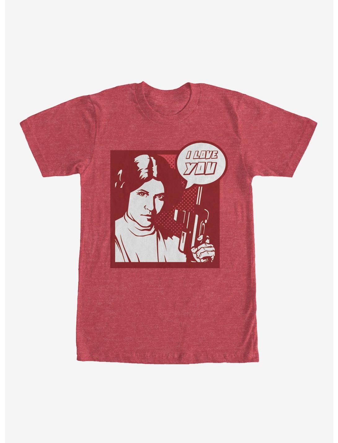 Star Wars Pop Art Princess Leia I Love You T-Shirt, RED HTR, hi-res