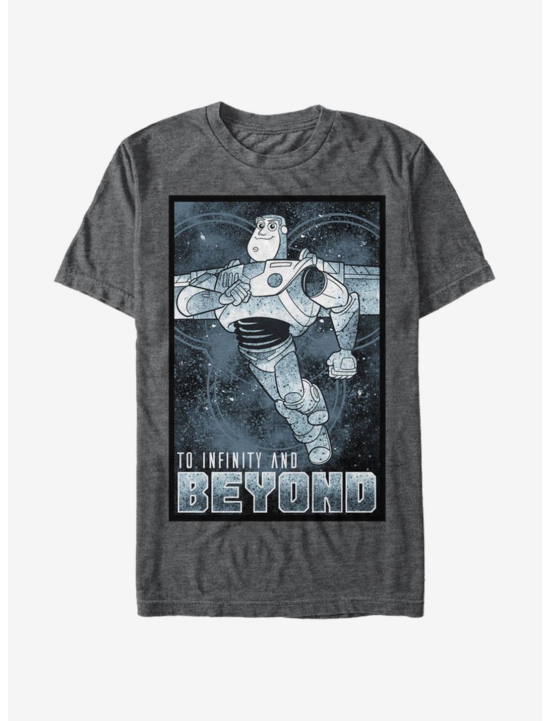 Toy Story Buzz Poster Infinity and Beyond T-Shirt, CHAR HTR, hi-res