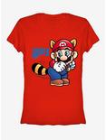 Nintendo Mario Raccoon Tail Girls T-Shirt, RED, hi-res