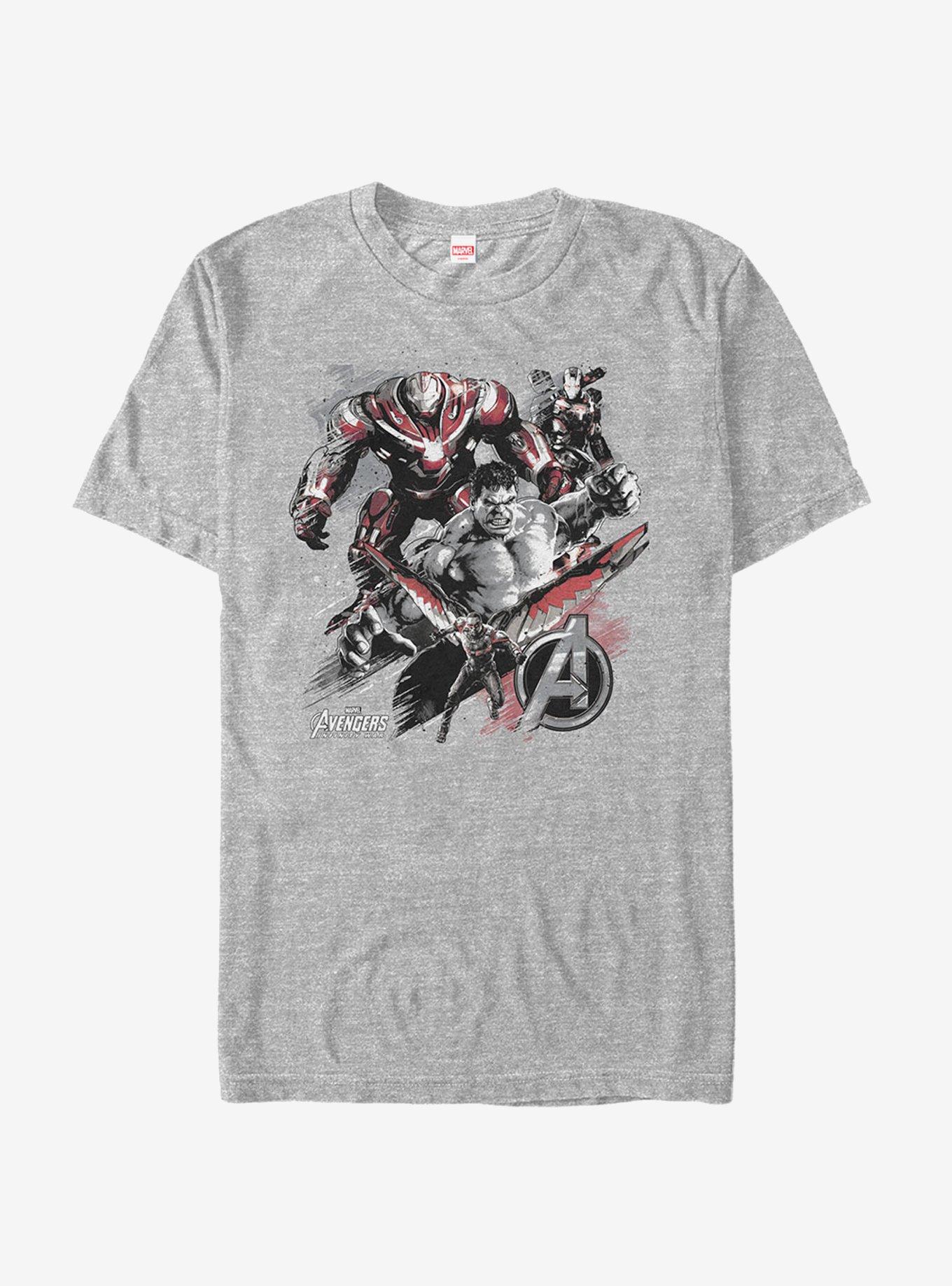 Marvel Avengers: Infinity War Group Charcoal Print T-Shirt, ATH HTR, hi-res