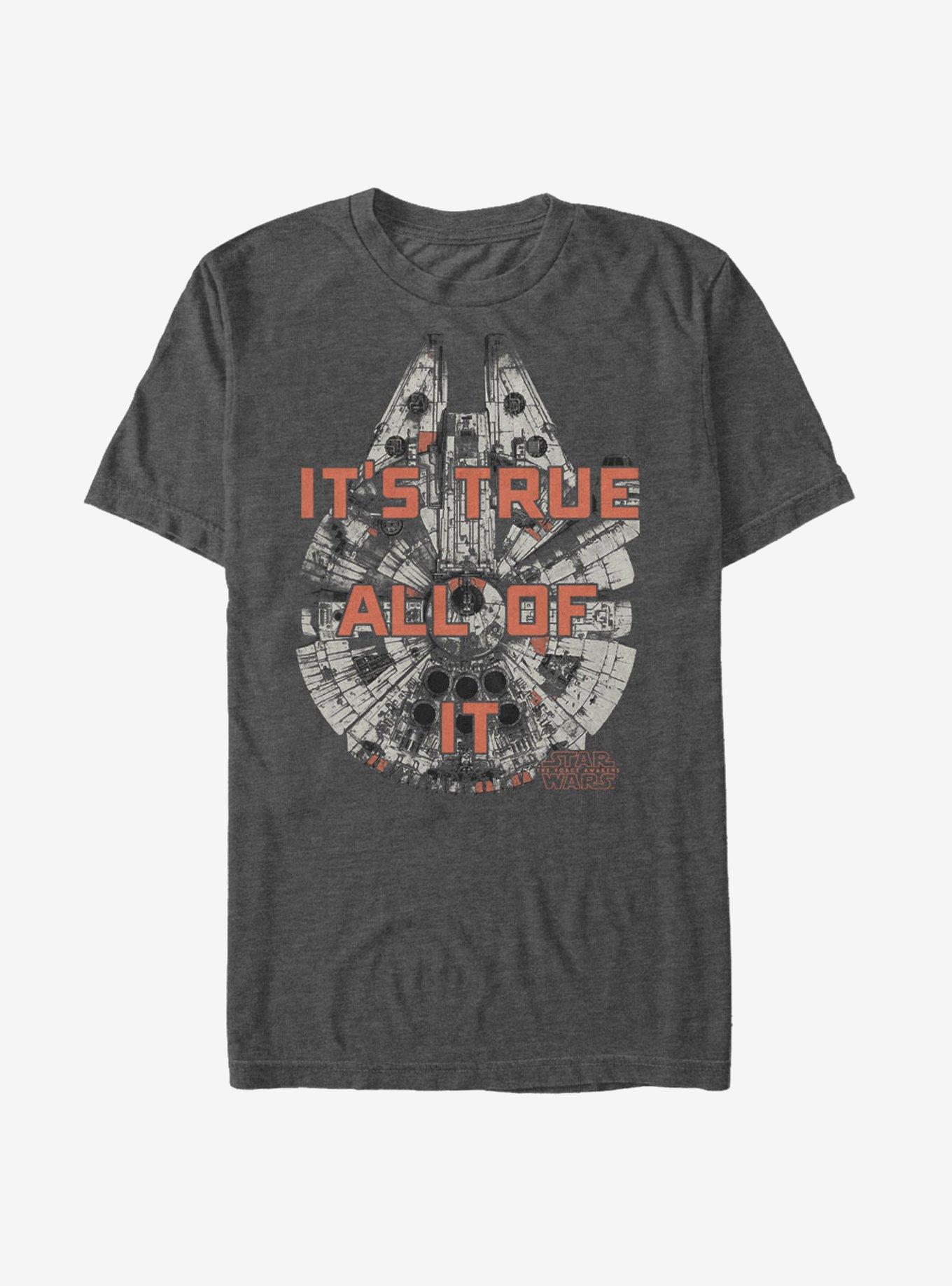 Star Wars Millennium Falcon Han Solo It's True T-Shirt, CHAR HTR, hi-res