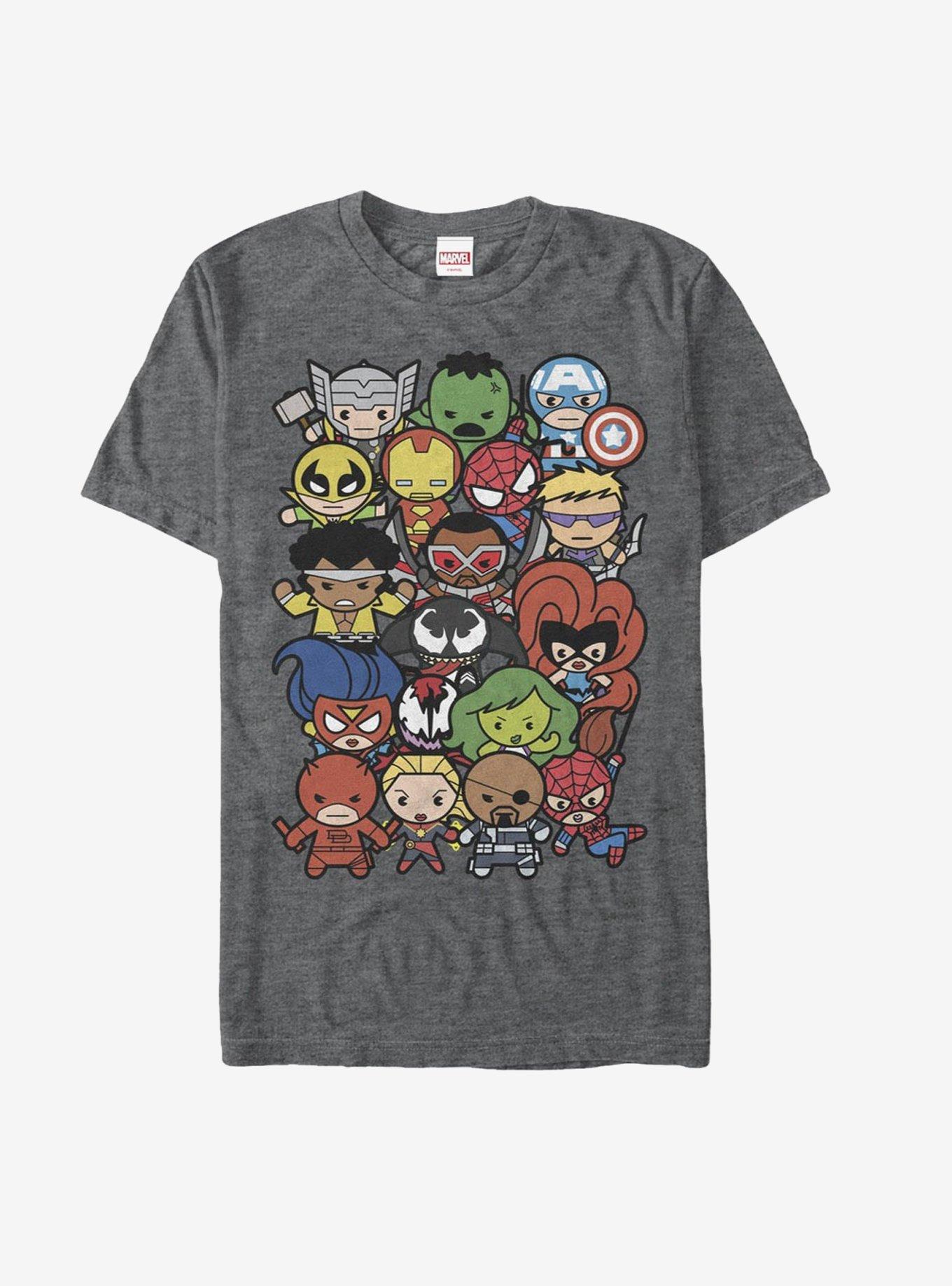 Marvel Kawaii Hero Shot T-Shirt, CHAR HTR, hi-res