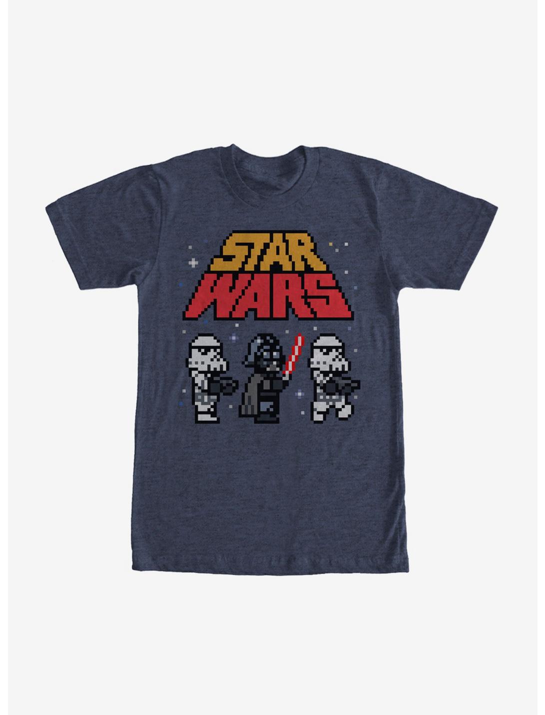Star Wars Pixel Darth Vader and Stormtroopers T-Shirt, NAVY HTR, hi-res