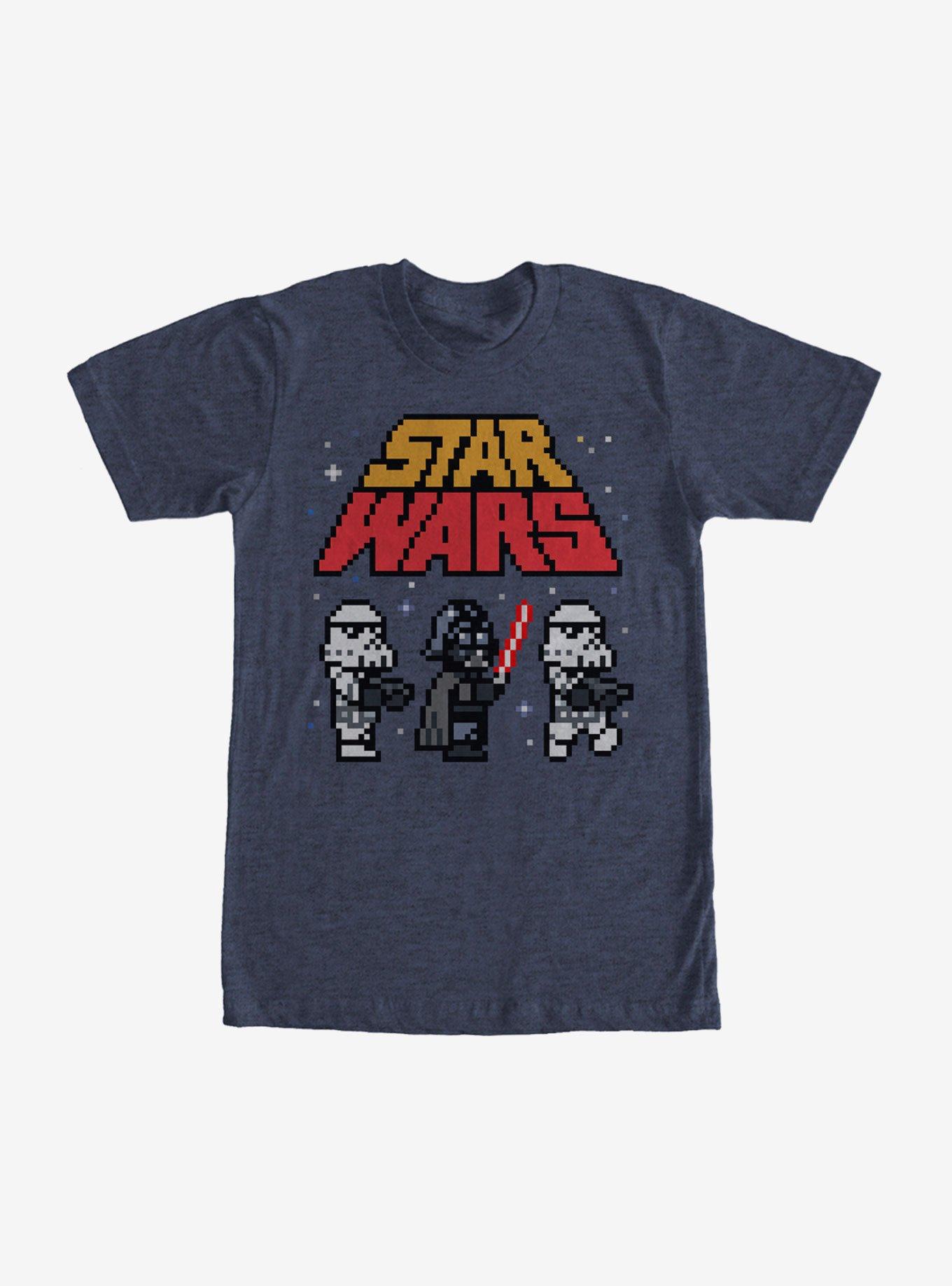 Star Wars Pixel Darth Vader and Stormtroopers T-Shirt, NAVY HTR, hi-res