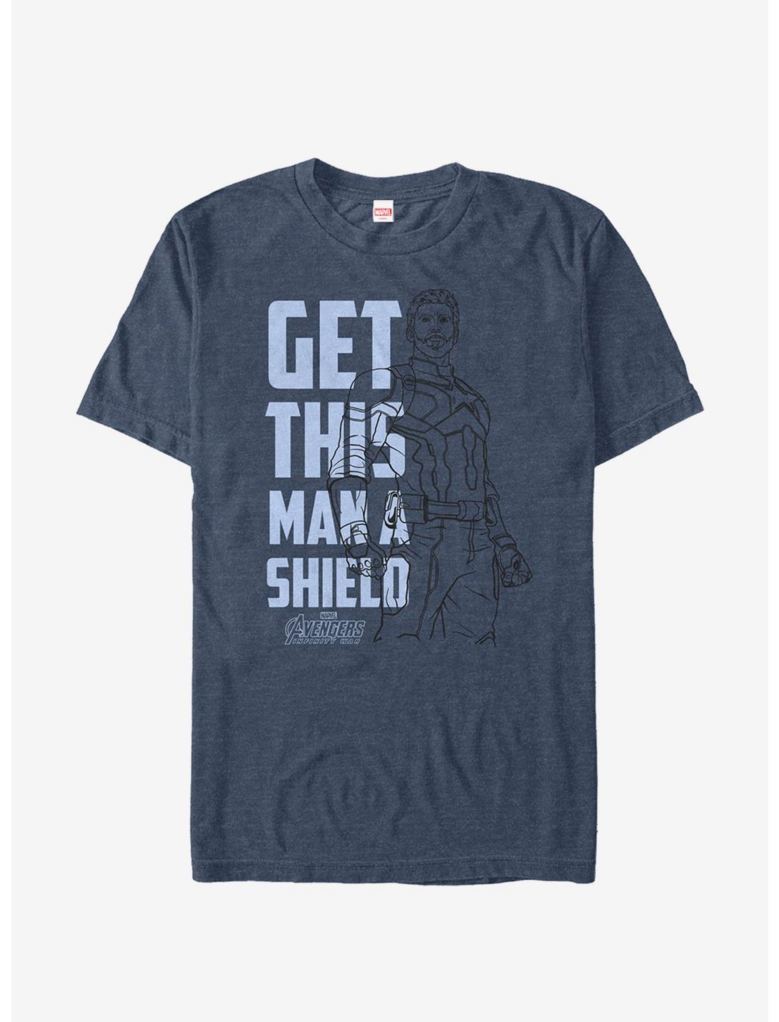 Marvel Avengers: Infinity War Get Captain Shield Text T-Shirt, NAVY HTR, hi-res