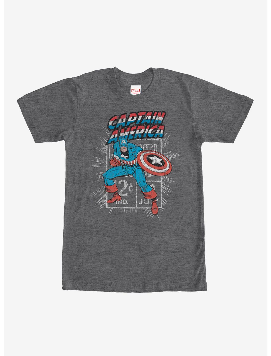 Marvel Captain America Comic Book Cent T-Shirt, CHAR HTR, hi-res