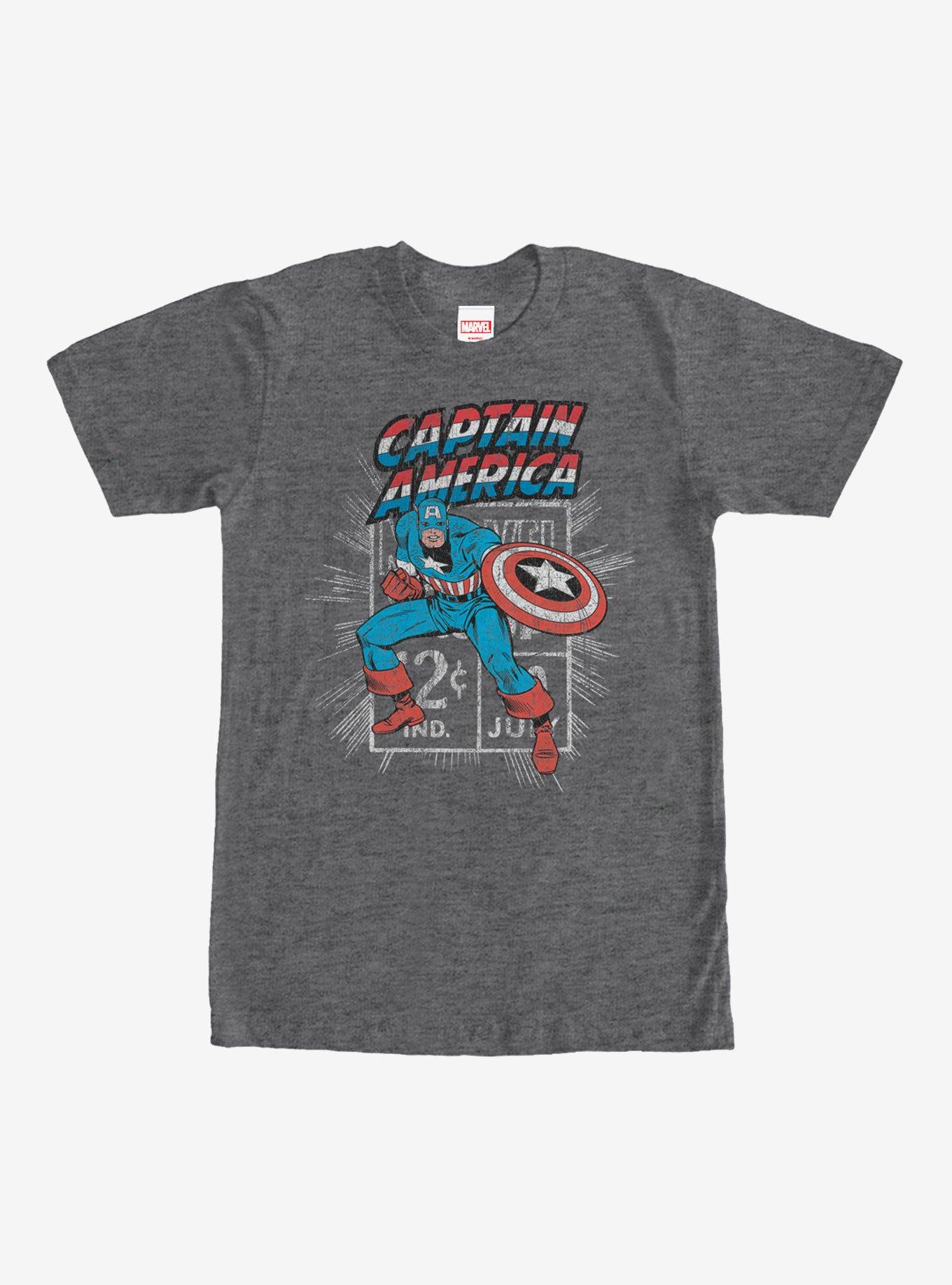 Marvel Captain America Comic Book Cent T-Shirt, CHAR HTR, hi-res