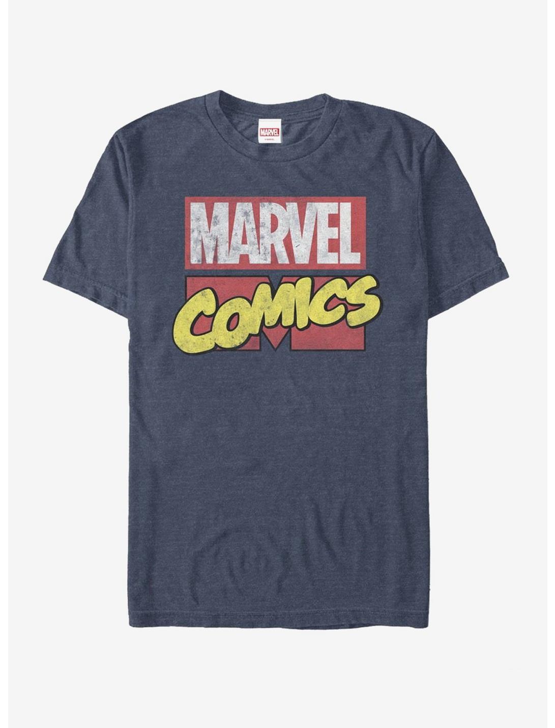 Marvel Classic Distressed Logo T-Shirt, NAVY HTR, hi-res