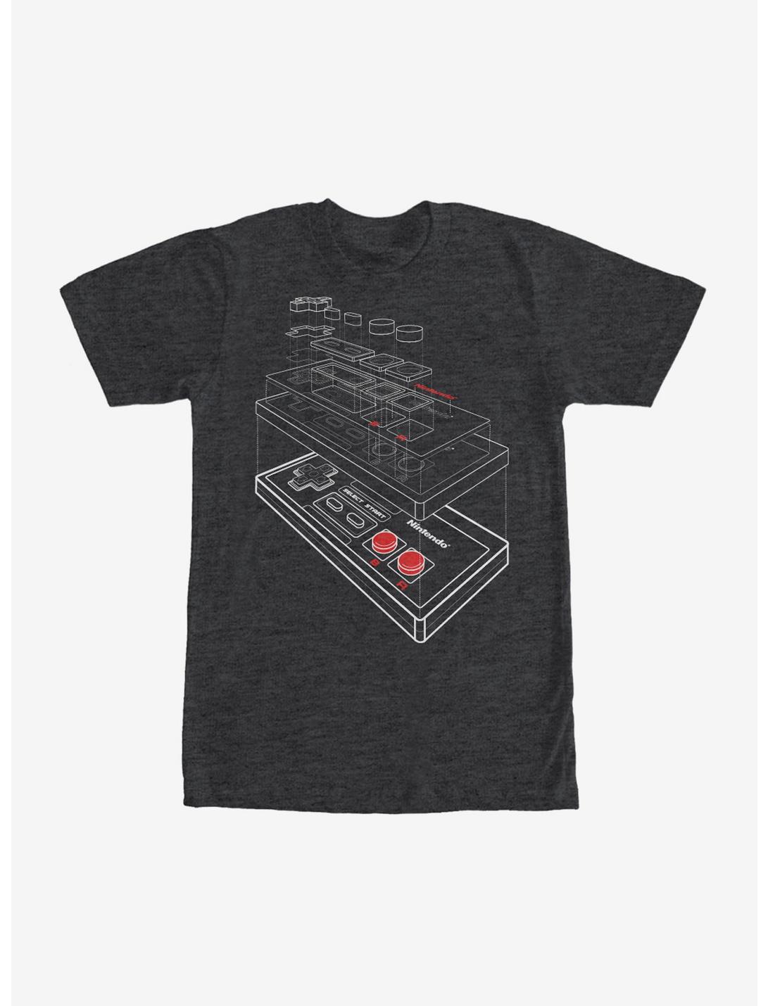 Nintendo Layered NES Controller T-Shirt, CHAR HTR, hi-res