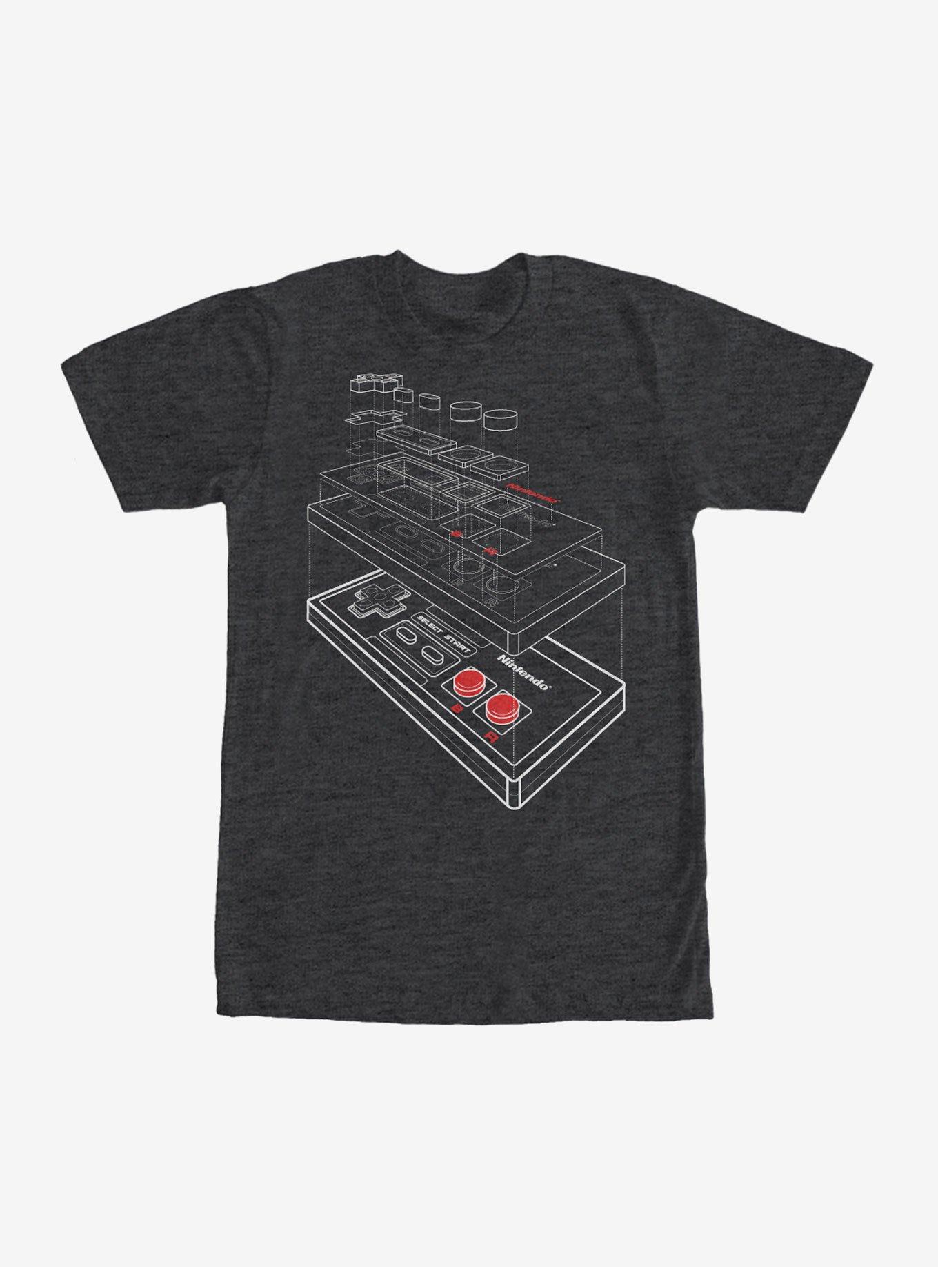 Nintendo Layered NES Controller T-Shirt, CHAR HTR, hi-res