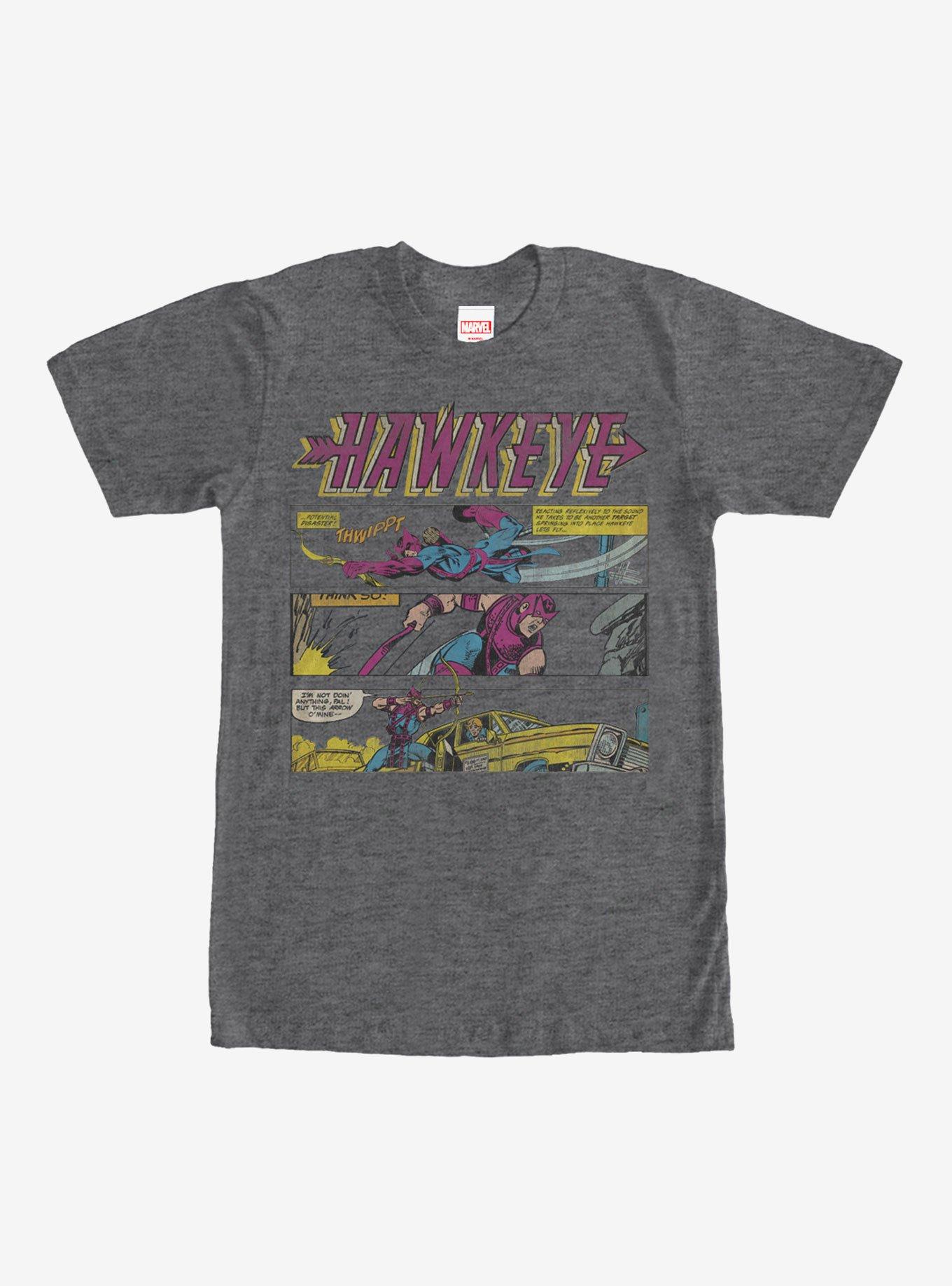 Marvel Hawkeye Comic Book Panels T-Shirt, CHAR HTR, hi-res