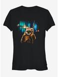 Star Wars Tree Village Wicket Ewok Girls T-Shirt, BLACK, hi-res