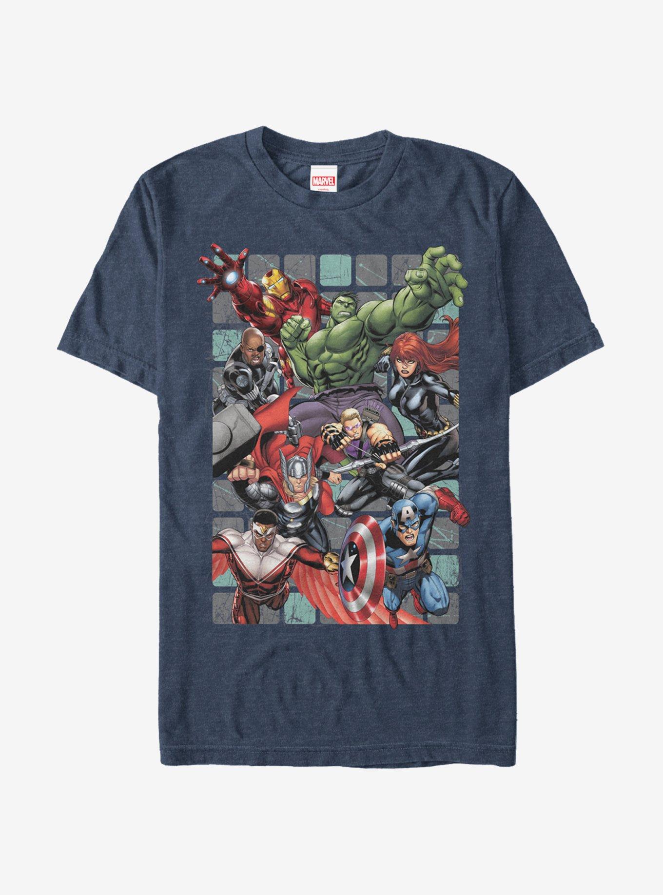 Marvel Avengers Collage Square T-Shirt - BLUE | Hot Topic