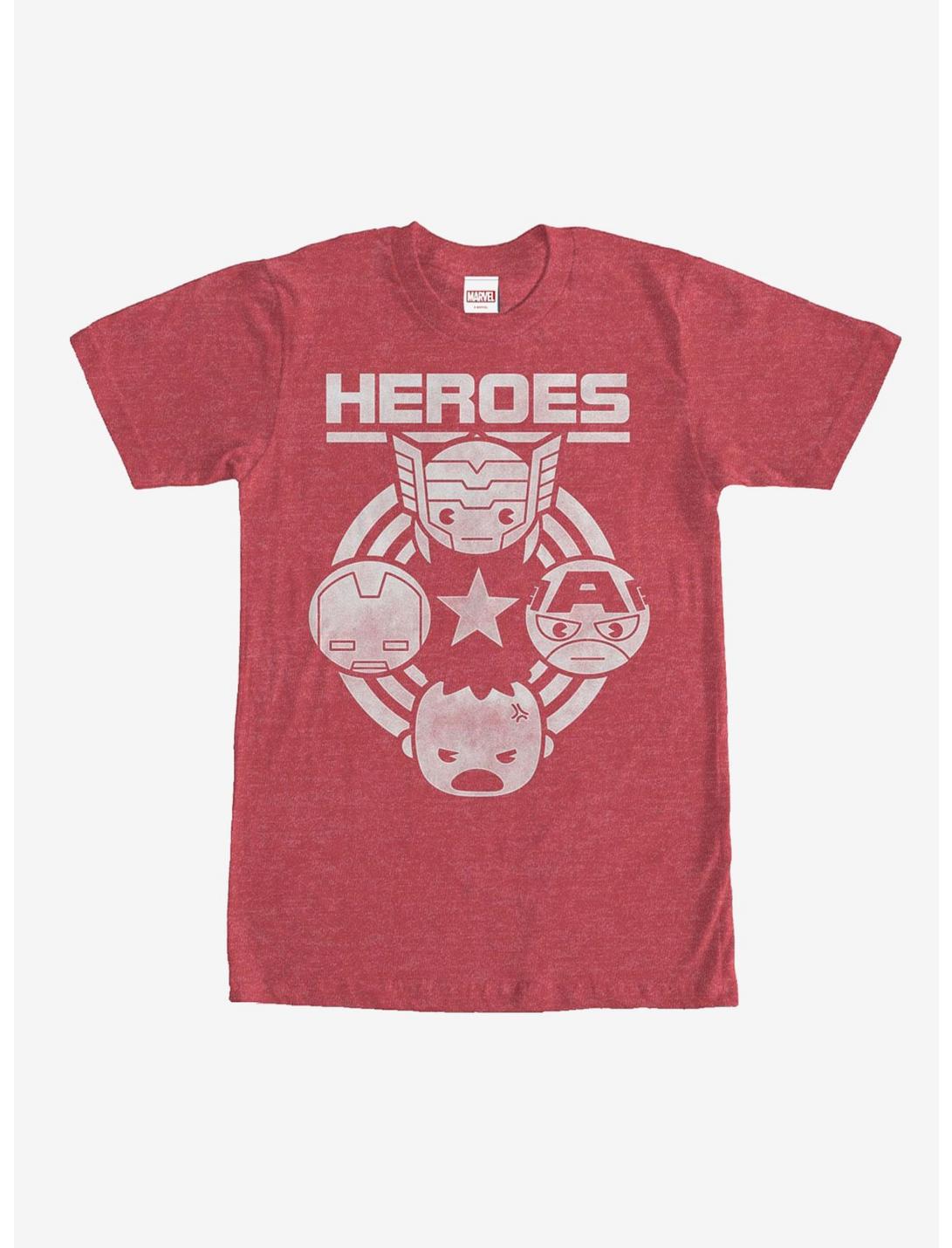 Marvel Kawaii Avengers Heroes T-Shirt, RED HTR, hi-res