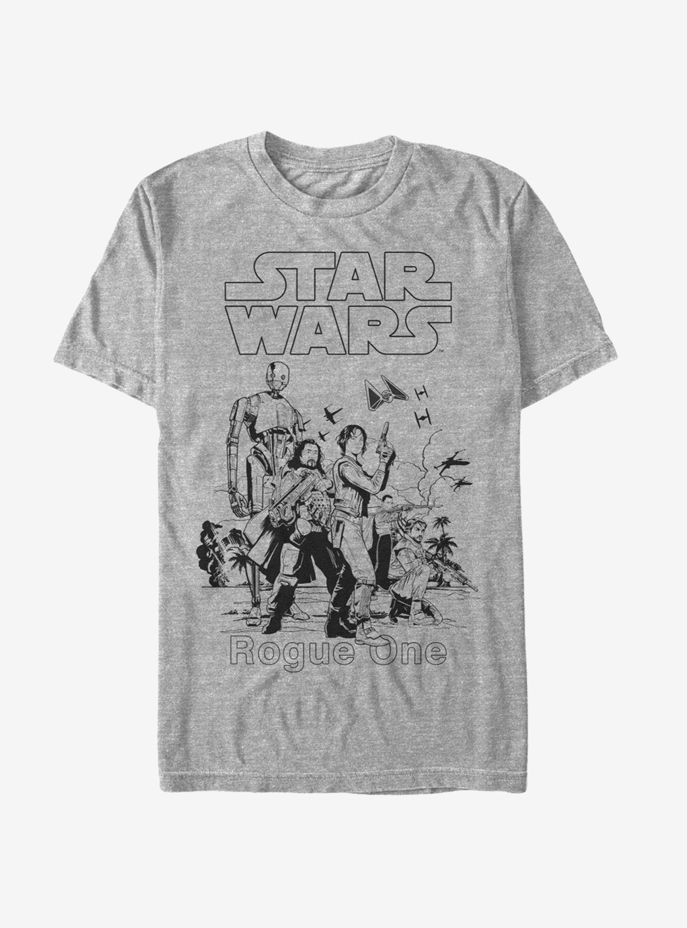 Star Wars Rebellion Scarif Scene T-Shirt, ATH HTR, hi-res