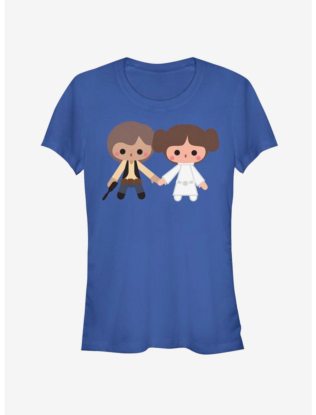 Star Wars Cute Cartoon Han Leia Love Girls T-Shirt, ROYAL, hi-res