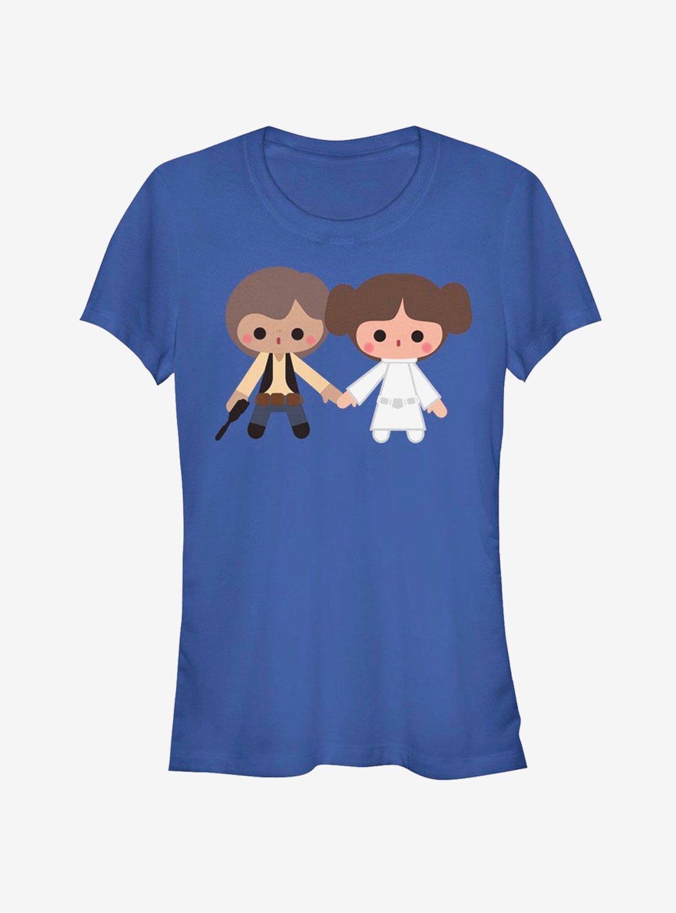 Star Wars Cute Cartoon Han Leia Love Girls T-Shirt, ROYAL, hi-res