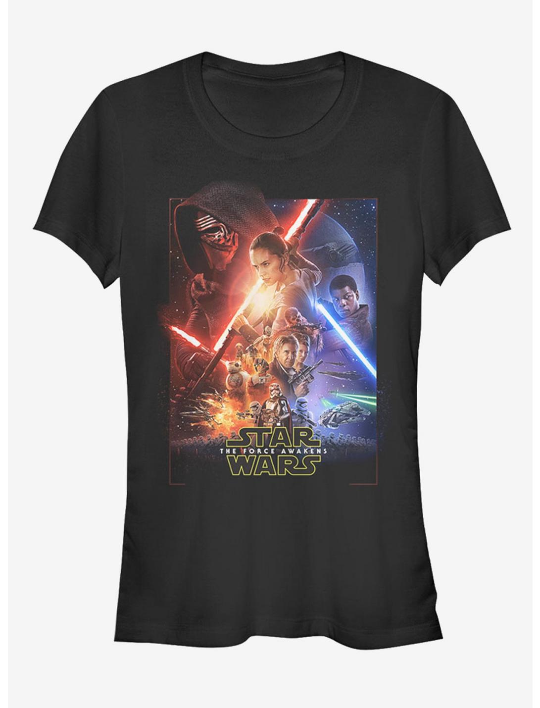 Star Wars Episode VII The Force Awakens Movie Poster Girls T-Shirt, BLACK, hi-res