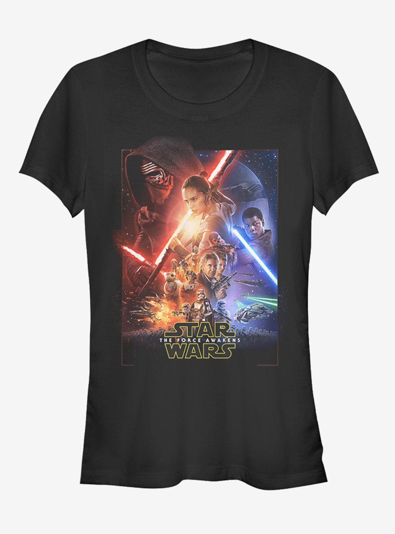 Star Wars Episode VII The Force Awakens Movie Poster Girls T-Shirt, BLACK, hi-res