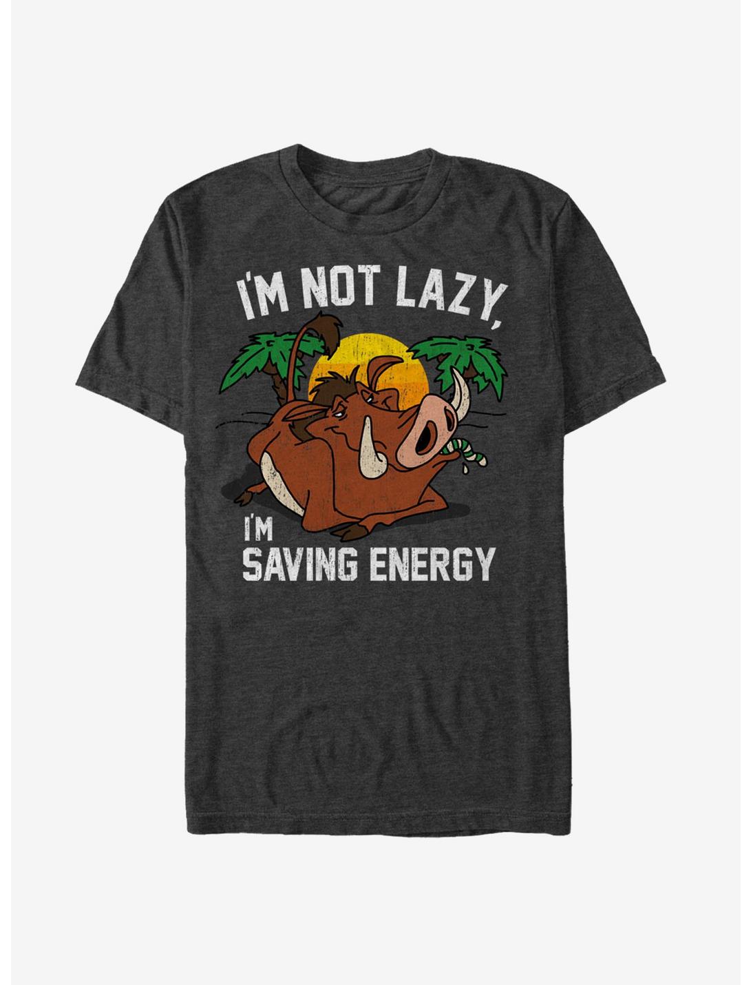 Disney The Lion King Pumbaa I'm Not Lazy I'm Saving Energy T-Shirt, CHAR HTR, hi-res