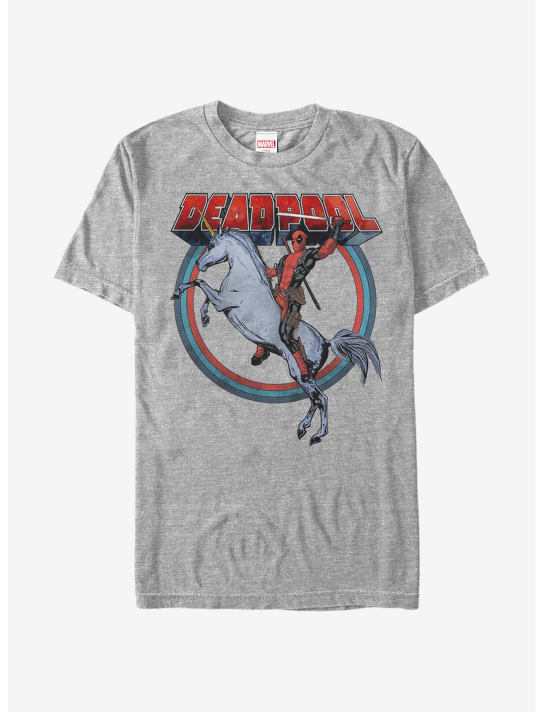 Marvel Deadpool Rides Unicorn T-Shirt, ATH HTR, hi-res