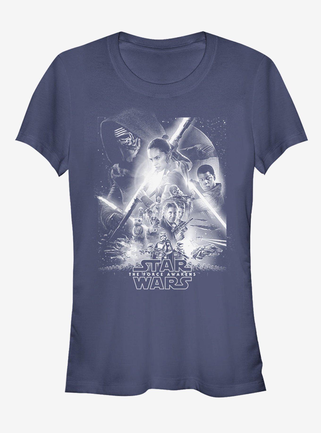 Star Wars Episode VII The Force Awakens Poster Girls T-Shirt, NAVY, hi-res