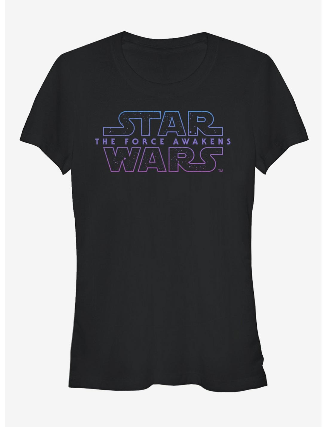 Star Wars The Force Awakens Episode VII Starry Logo Girls T-Shirt, BLACK, hi-res