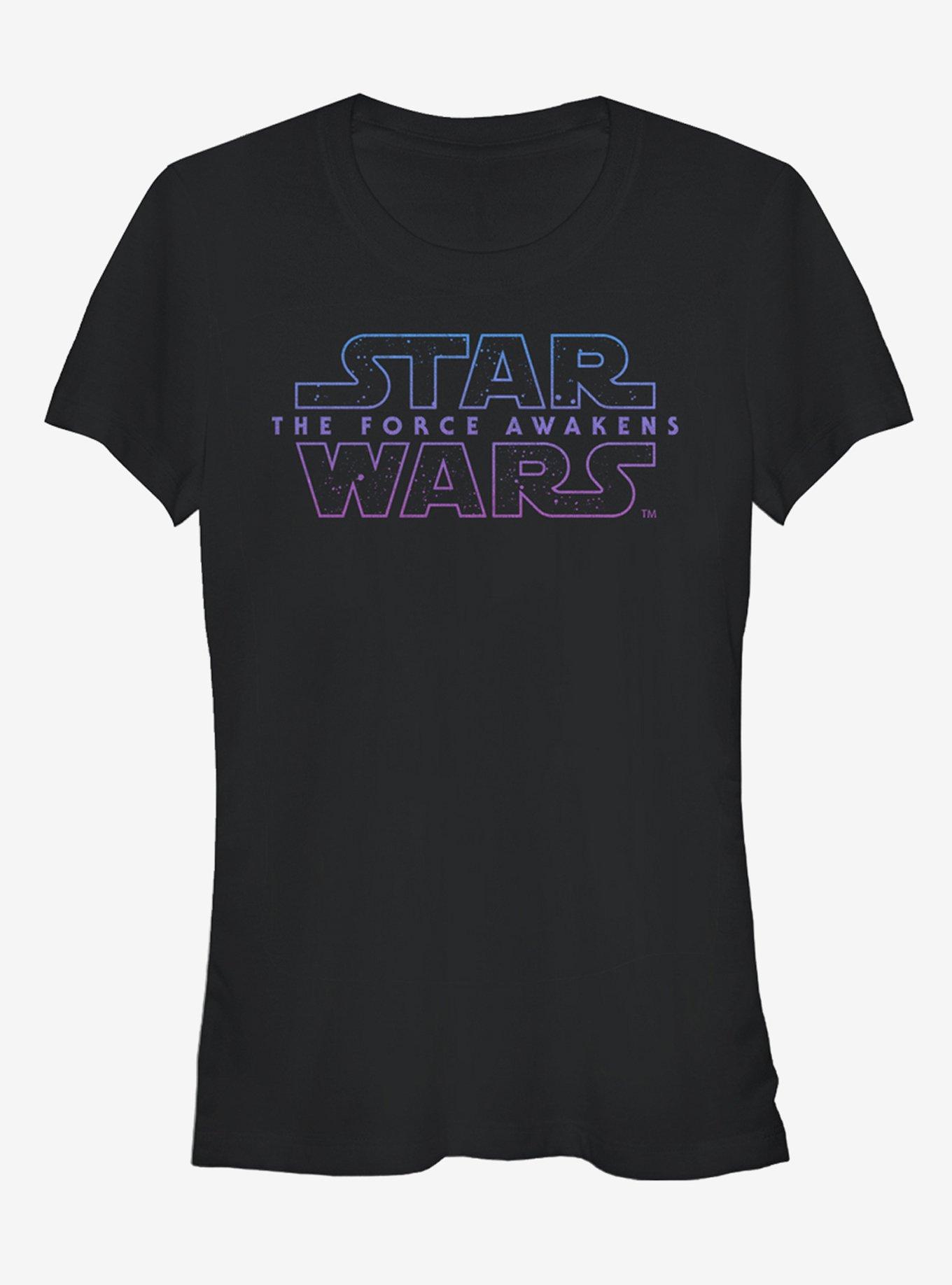 Star Wars The Force Awakens Episode VII Starry Logo Girls T-Shirt, BLACK, hi-res
