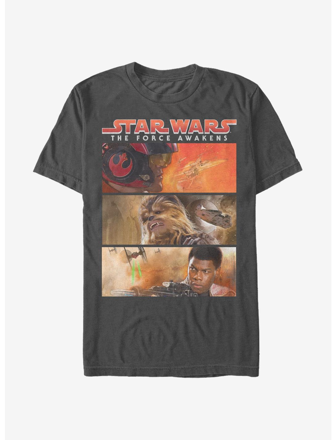 Star Wars Poe Dameron, Chewbacca, and Finn T-Shirt, CHARCOAL, hi-res