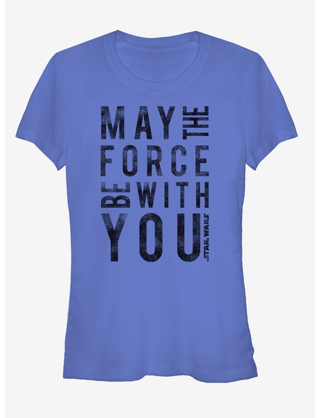 Star Wars Distressed May the Force Be With You Girls T-Shirt, ROYAL, hi-res