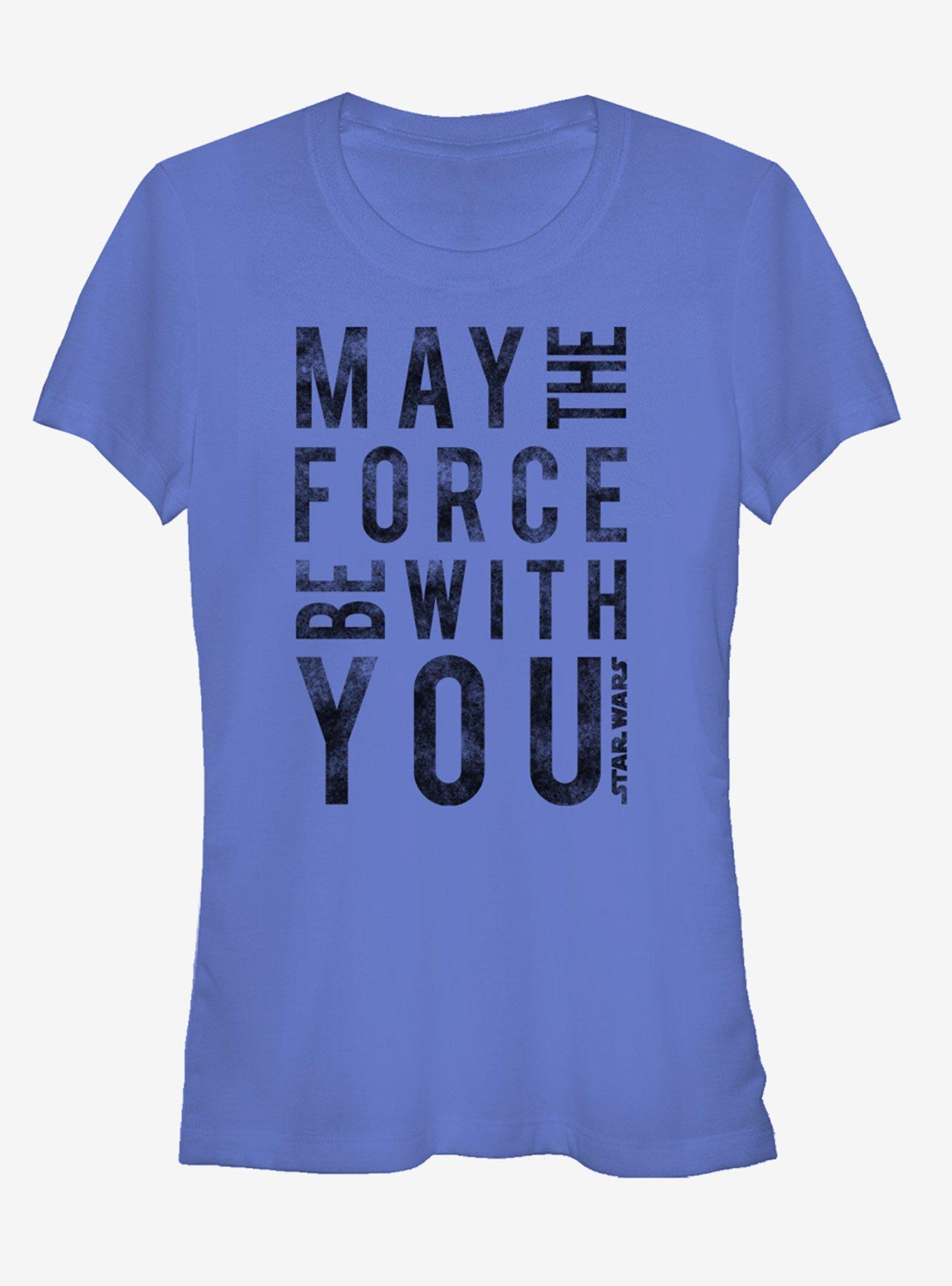 Star Wars Distressed May the Force Be With You Girls T-Shirt, ROYAL, hi-res