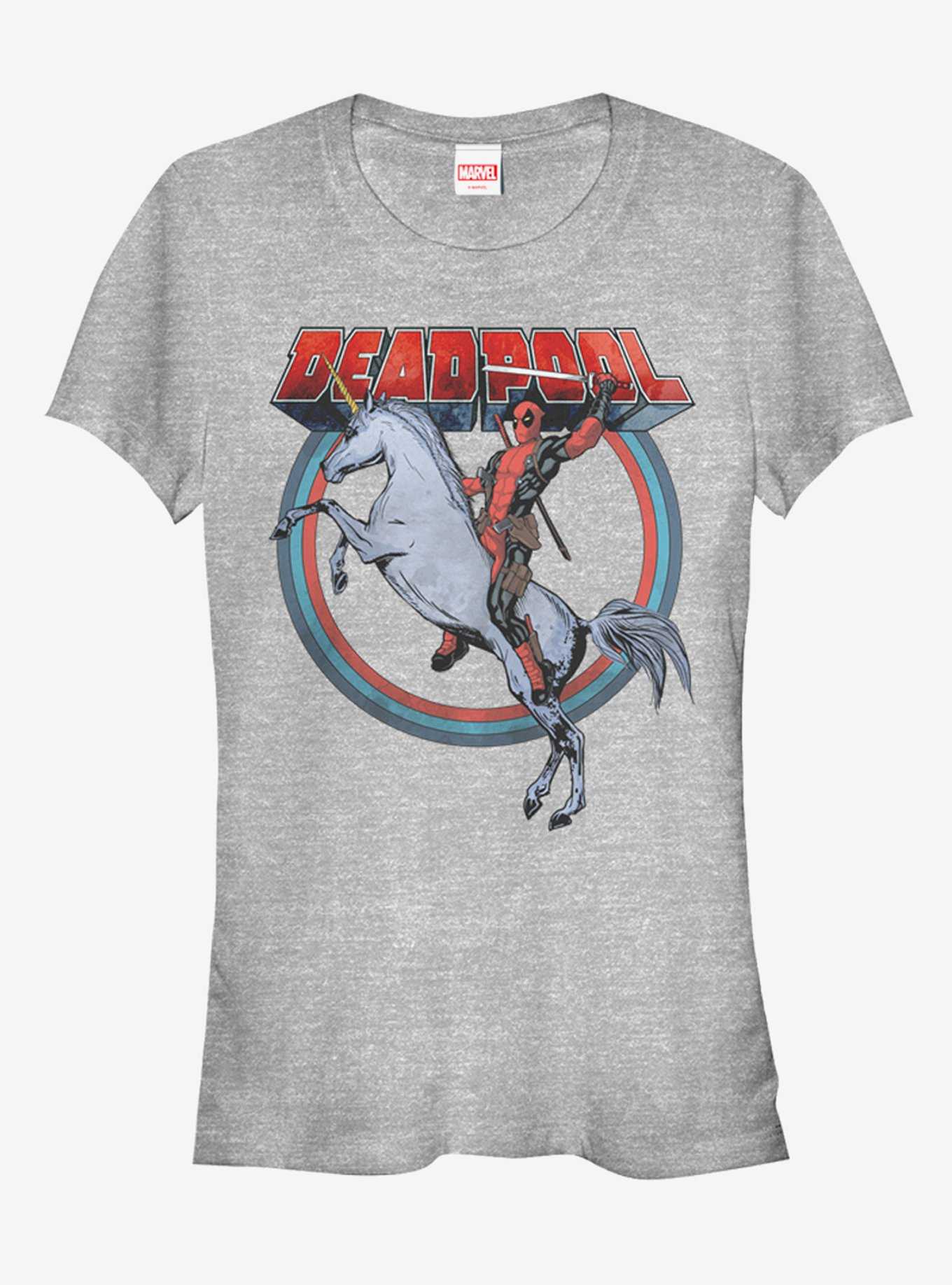 Marvel Deadpool Rides Unicorn Girls T-Shirt, ATH HTR, hi-res
